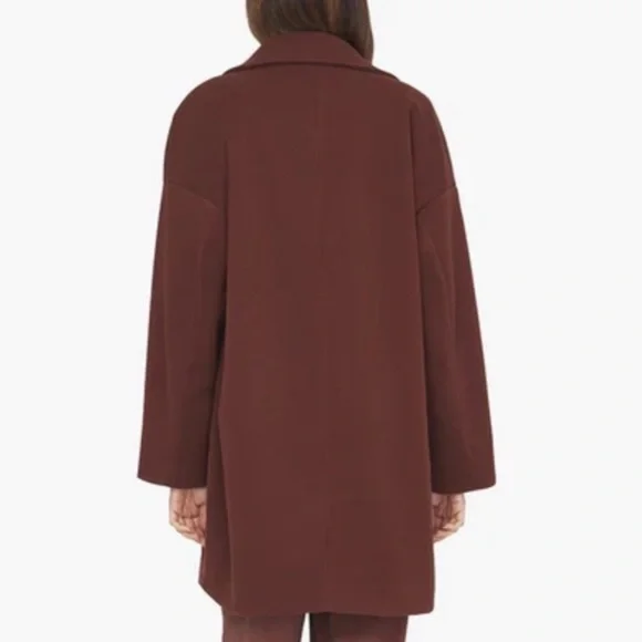 We Wore what Chocolate Brown Oversized Dropped Shoulder Faux Wool Jacket Coat - Picture 7 of 10